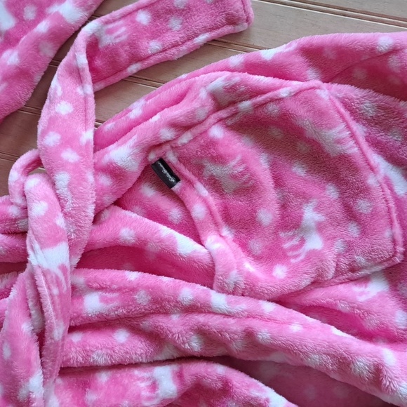 Eddie Bauer Soft Girl's Medium Fleece Knee Length Cozy Hooded Robe. - Picture 4 of 6